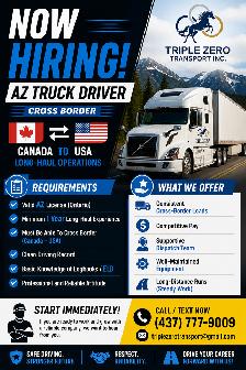 AZ DRIVER WANTED – CROSS-BORDER RUNS