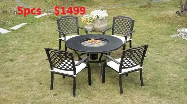 Brand New 5pcs Round Cast Aluminum Dining Set BBQ Table $1499 - Photo 2
