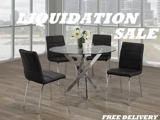 DESIGNER ROUND DINING TABLE  4 CHAIRS FULL SET (FREE DELIVERY) - Photo 5