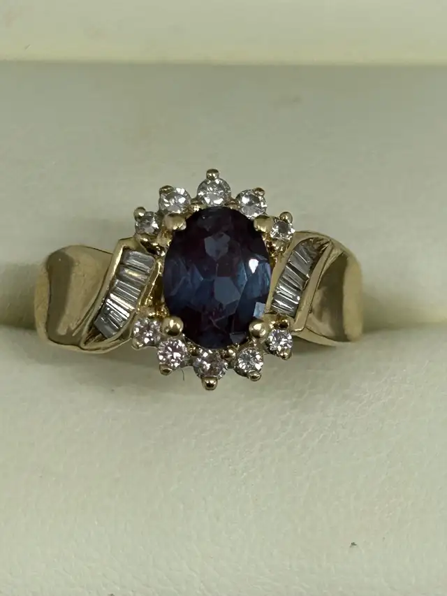 14K synthetic Alexandrite with  Diamond Ring - Photo 2
