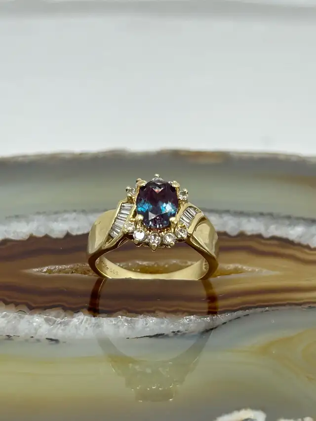 14K synthetic Alexandrite with  Diamond Ring - Photo 4