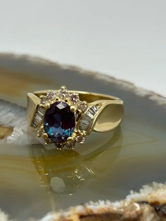 14K synthetic Alexandrite with  Diamond Ring - Photo 5