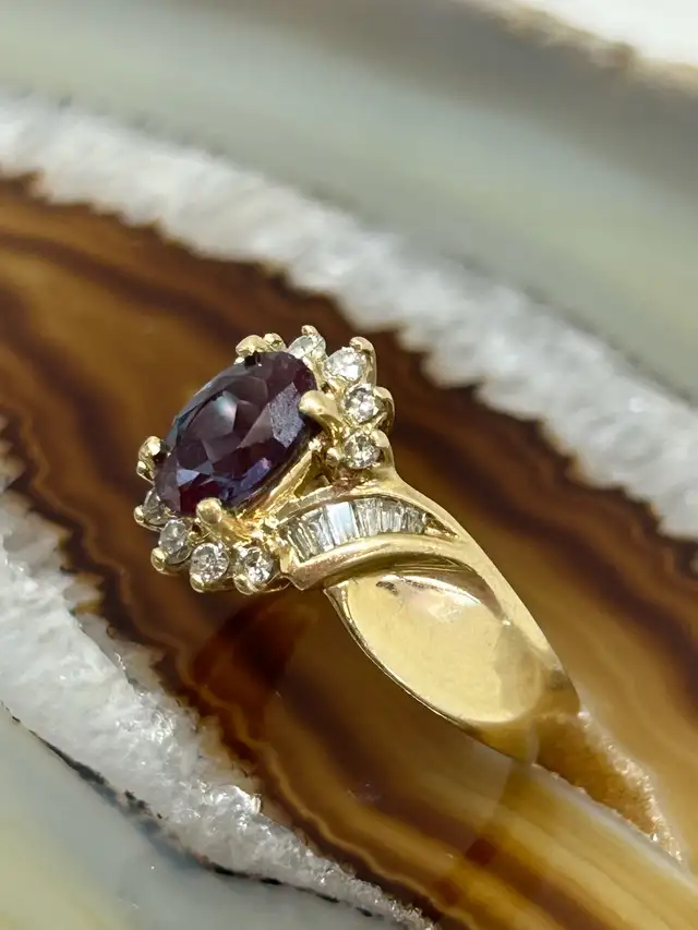 14K synthetic Alexandrite with  Diamond Ring - Photo 6