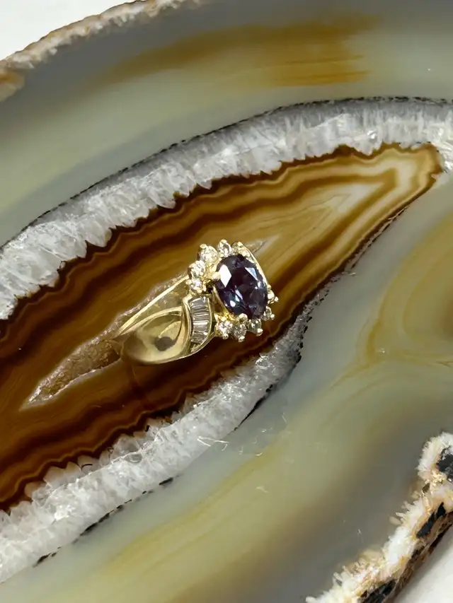 14K synthetic Alexandrite with  Diamond Ring - Photo 7