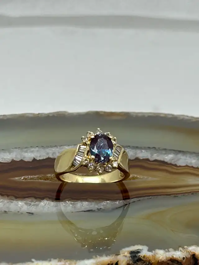 14K synthetic Alexandrite with  Diamond Ring - Photo 8
