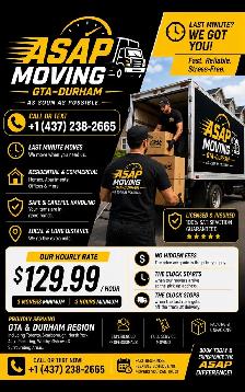 ASAP Moving GTA Durham       Movers !