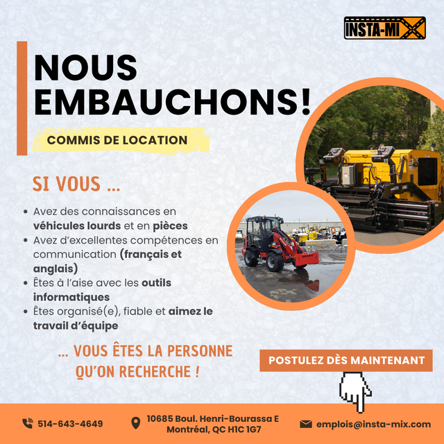 Nous embauchons - Commis de location