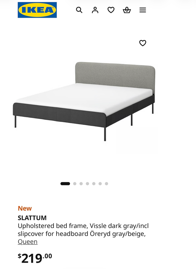 Structure de lit Ikea SLATTUM 2 places sans matelas à vendre - Photo 2