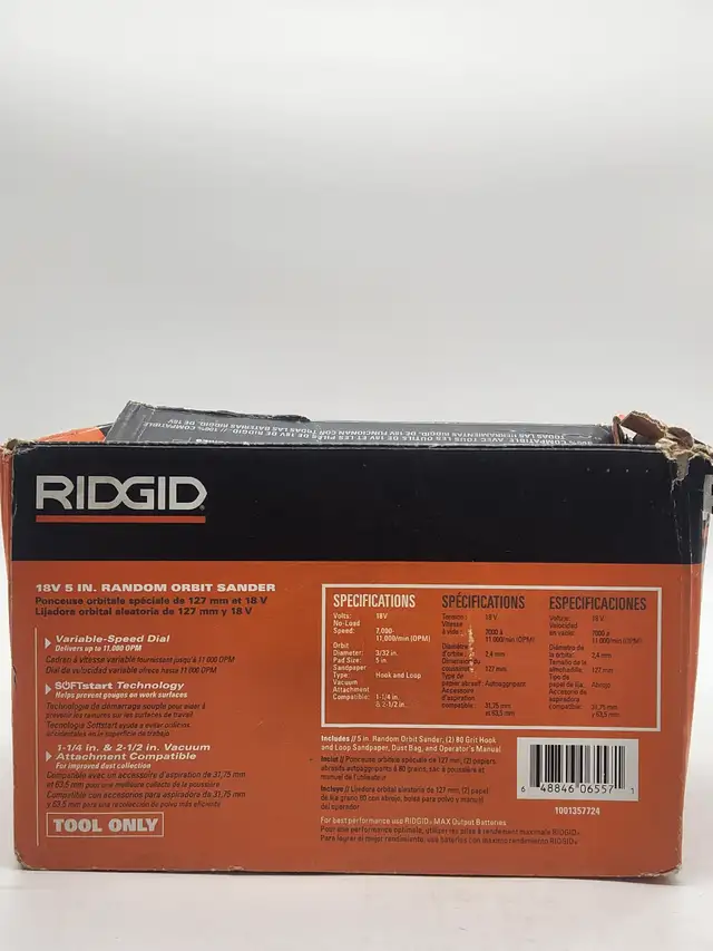RIDGID 18V Cordless 5-inch Random Orbit Sander (Tool Only) - Photo 4
