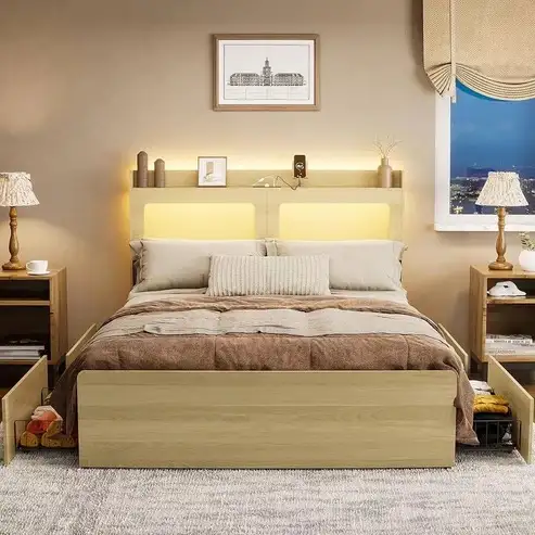 Brand New Queen Size Bed Frame with Headboard 4-Drawer $199 - Photo 10