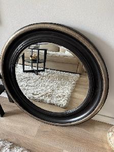 Miroir rond couleur brun foncé et doré bon état à vendre
