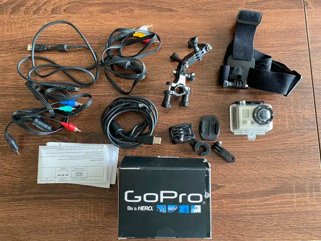 Go Pro Hero with helmet, handlebar, and head strap , underwater