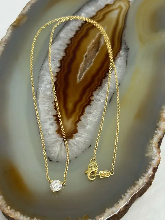 .50 CT Solitaire pendant 18k chain - Photo 3