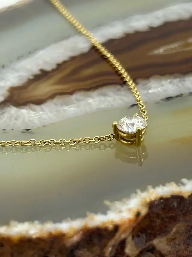 .50 CT Solitaire pendant 18k chain - Photo 5