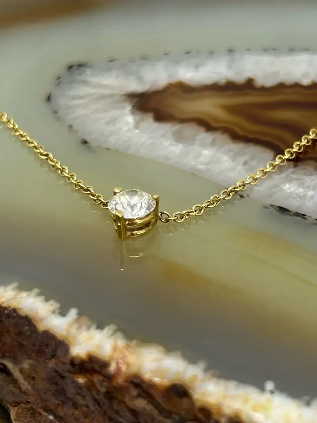 .50 CT Solitaire pendant 18k chain - Photo 6