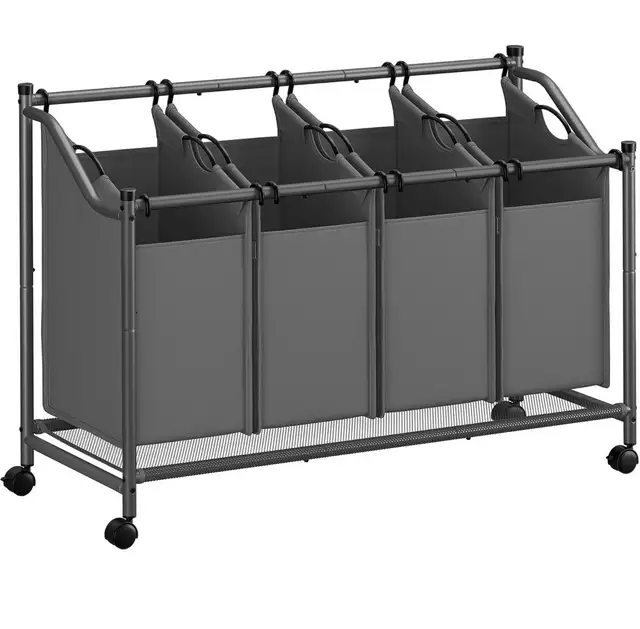 SONGMICS 4-Section Rolling Laundry Sorter – Large Capacity