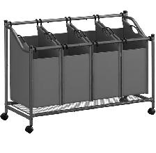SONGMICS 4-Section Rolling Laundry Sorter – Large Capacity