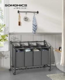 SONGMICS 4-Section Rolling Laundry Sorter – Large Capacity - Photo 2