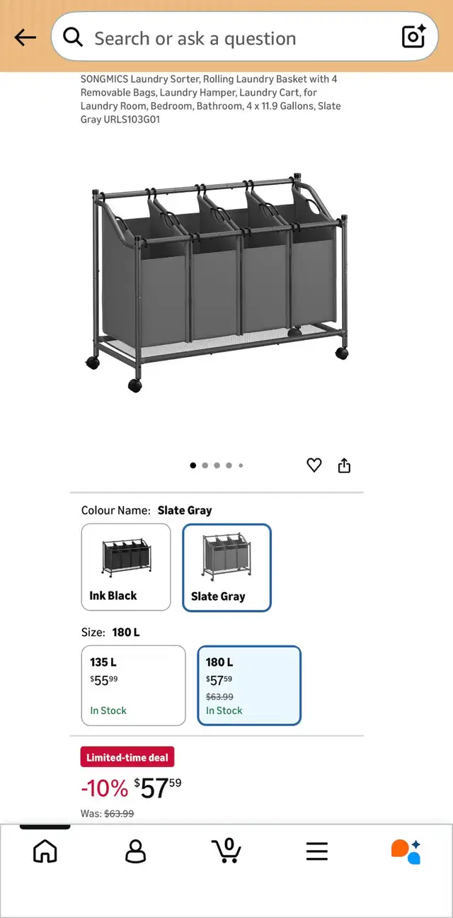 SONGMICS 4-Section Rolling Laundry Sorter – Large Capacity - Photo 7