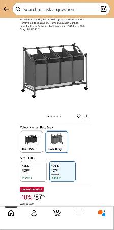 SONGMICS 4-Section Rolling Laundry Sorter – Large Capacity - Photo 7