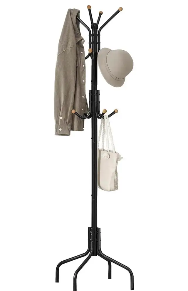 SONGMICS Freestanding Coat Rack – 12 Hook Metal Coat Tree