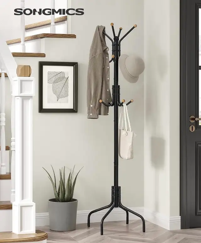 SONGMICS Freestanding Coat Rack – 12 Hook Metal Coat Tree - Photo 2