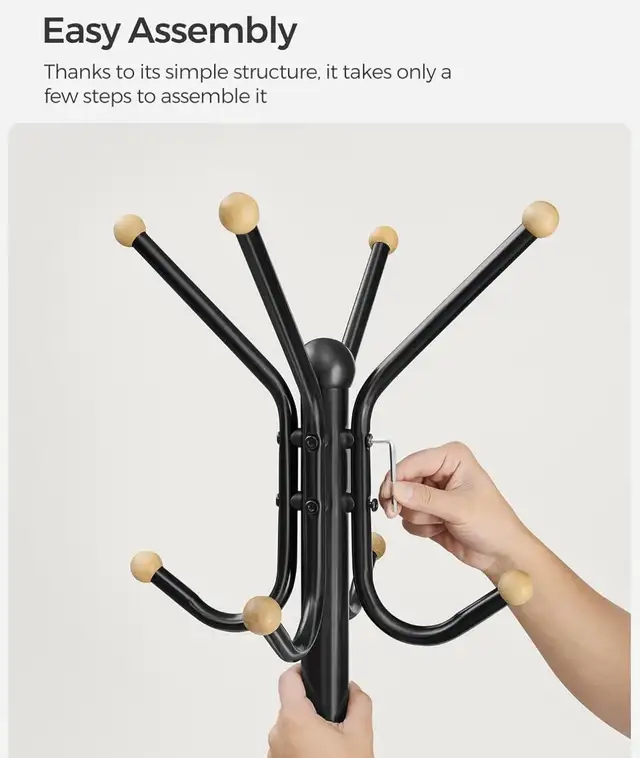 SONGMICS Freestanding Coat Rack – 12 Hook Metal Coat Tree - Photo 6