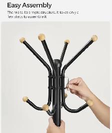 SONGMICS Freestanding Coat Rack – 12 Hook Metal Coat Tree - Photo 6