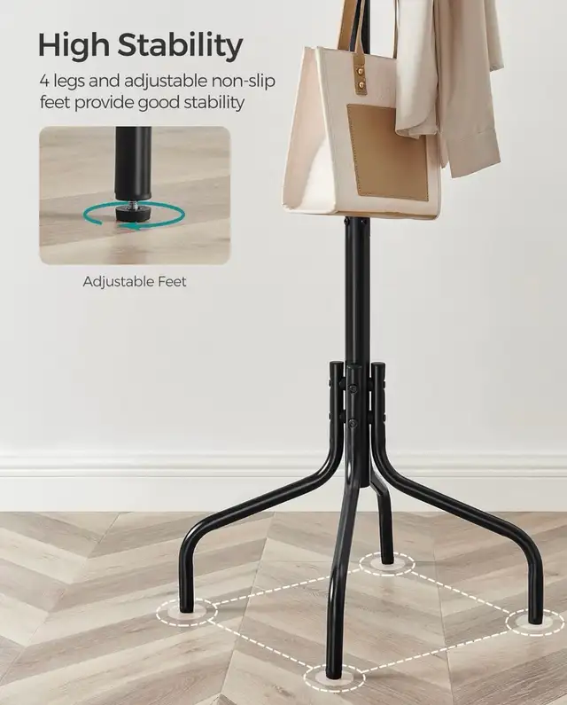 SONGMICS Freestanding Coat Rack – 12 Hook Metal Coat Tree - Photo 8