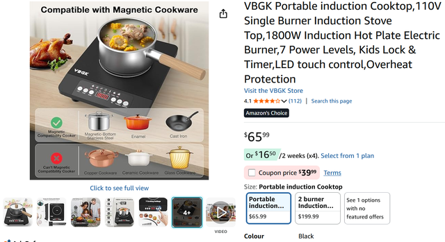 (New)VBGK Portable induction Cooktop,110V Single Burner Inductio - Photo 2