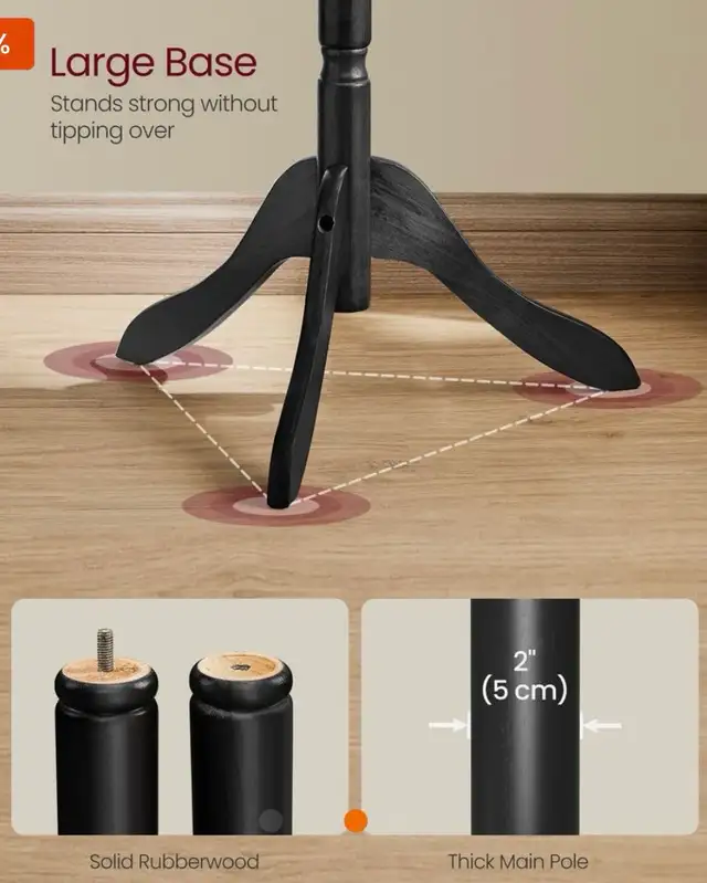 Solid Wood Coat Rack Stand – 10 Hook Freestanding Coat Tree - Photo 4
