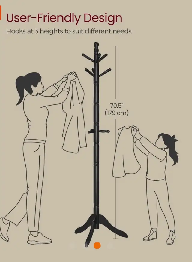 Solid Wood Coat Rack Stand – 10 Hook Freestanding Coat Tree - Photo 5