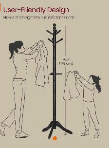 Solid Wood Coat Rack Stand – 10 Hook Freestanding Coat Tree - Photo 5