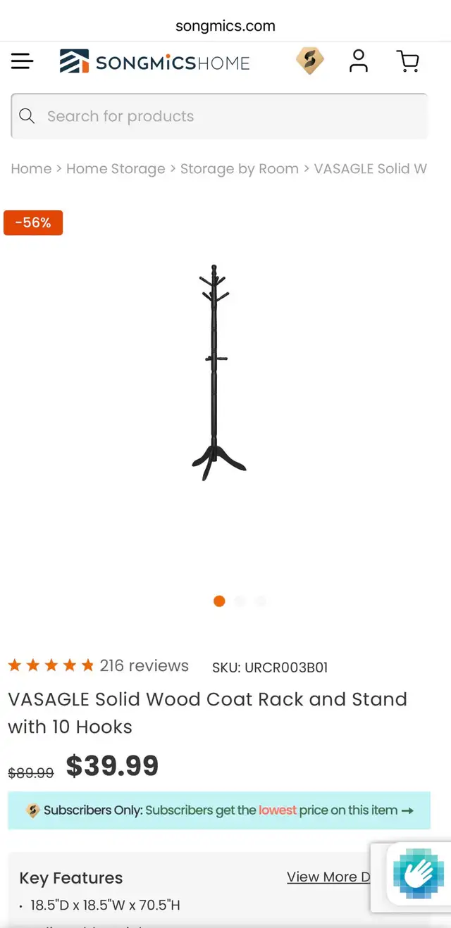 Solid Wood Coat Rack Stand – 10 Hook Freestanding Coat Tree - Photo 7