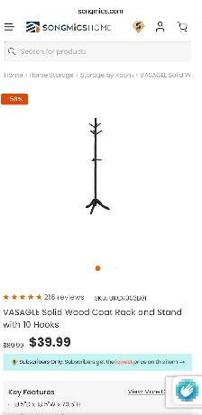 Solid Wood Coat Rack Stand – 10 Hook Freestanding Coat Tree - Photo 7