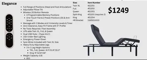 FIVE DIFFERENT LEVELS OF ADJUSTABLE BEDS STARTING AT $789! - Photo 3