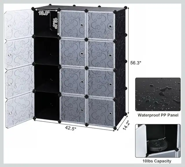 12-Cube Modular Wardrobe Storage Organizer - Photo 3