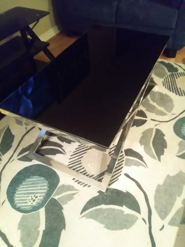 COFFEE TABLE BLACK GLASS STAINLESS STEEL