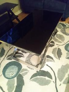 COFFEE TABLE BLACK GLASS STAINLESS STEEL