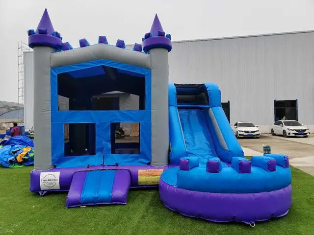 Purple Star Bouncy Castle with Water Slide Rental