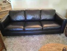 Top Quality Fine Grain Black Leather Sofa