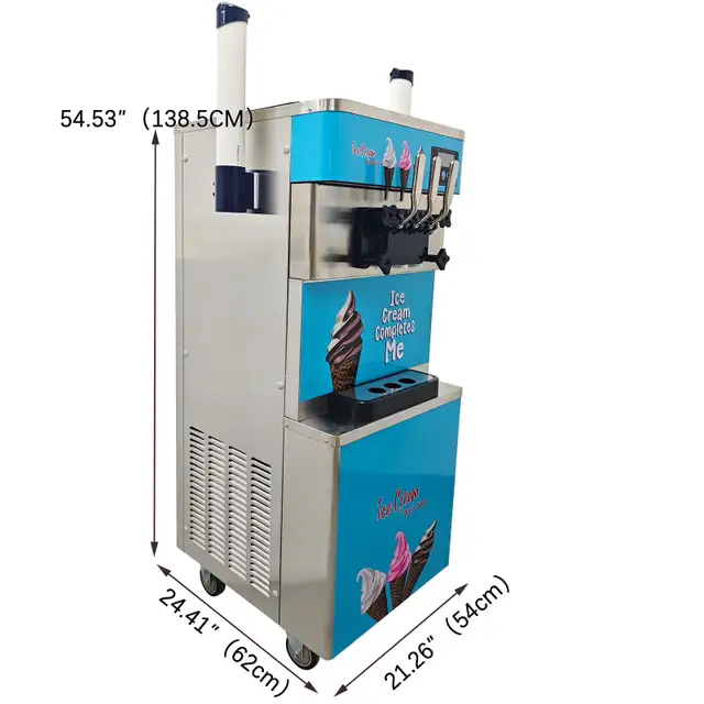 2 1Flavors Stainless Steel Soft Ice Cream Machine 3 Heads 210185 - Photo 9