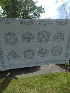 68 x 88 quilt full of vases and flowers