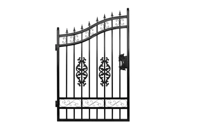 Portail d'allée de 6 mètres en fer forgé à motif floral