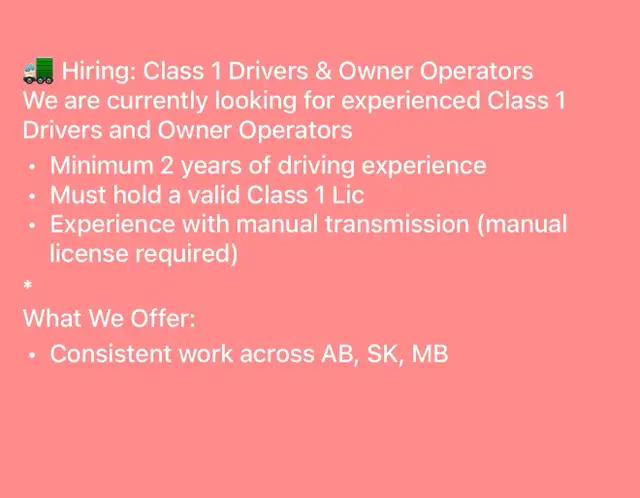 Class 1 Driver