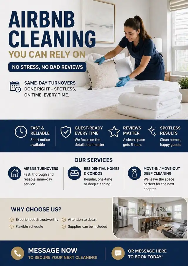 Airbnb Cleaning Toronto, Same Day Turnovers, Reliable Service