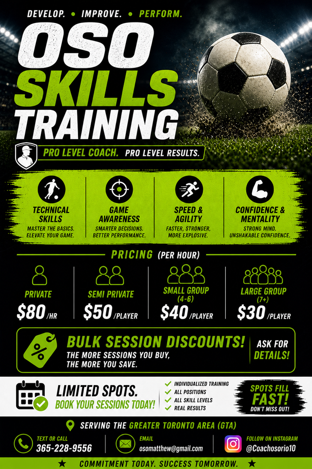 Soccer Skills Training – Private & Group Sessions (GTA)