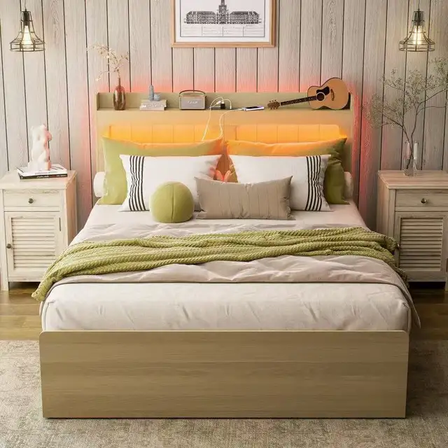 Brand New Queen Size Bed Frame with Headboard 4-Drawer $199 - Photo 3