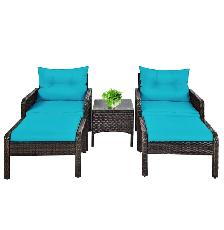 5 Pcs Patio Rattan Sofa Ottoman Furniture Set - Photo 2