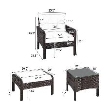 5 Pcs Patio Rattan Sofa Ottoman Furniture Set - Photo 4
